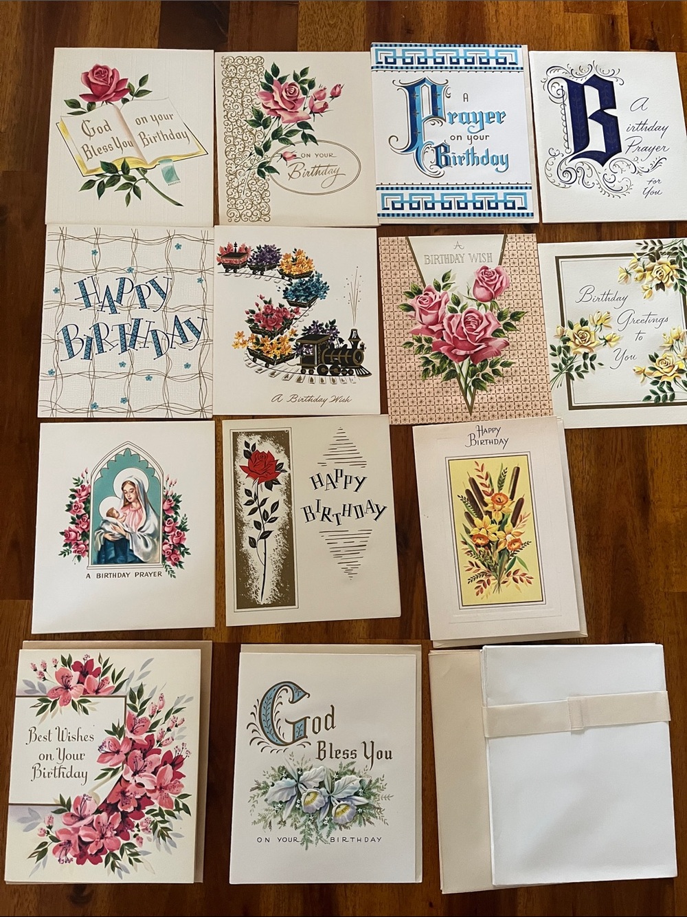 13 Vtg Salvatorian Embossed Birthday Greeting Cards Unused W/Box Blackwood NJ